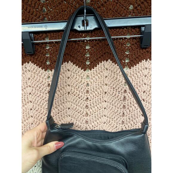 Vintage Croft and Barrow Mini Shoulder Black Leather Slouchy Y2K 90s Purse - Picture 3 of 6
